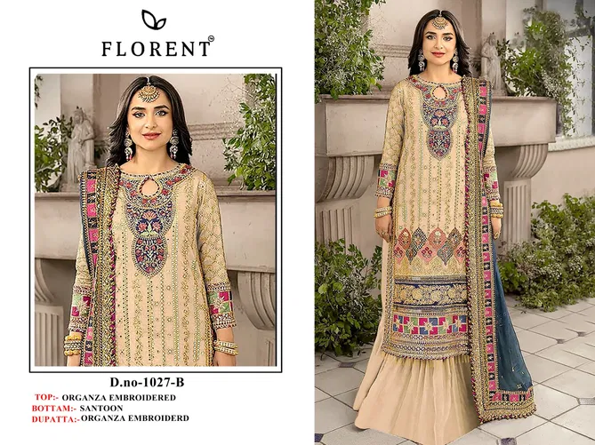 Florent 1027 A To D Organza Embroidered Pakistani Salwar Kameez Wholesale Price